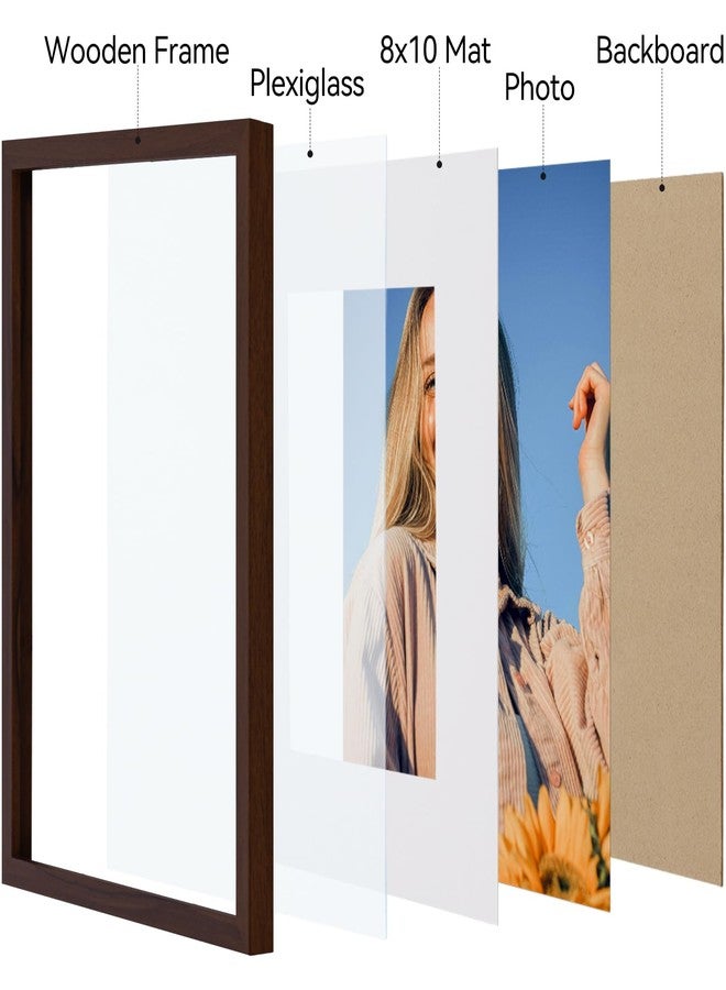 Vittanly مجموعة إطارات صور فيتانلي مقاس 11×14 بوصة، 4 قطع، لعرض صور مقاس 8×10 بوصة مع إطار داخلي أو 11×14 بوصة بدون إطار داخلي، مصنوعة من الخشب المصنّع مع زجاج شبكي مقاوم للكسر، إطارات صور جدارية أو مكتبية، لون بني - Image 4